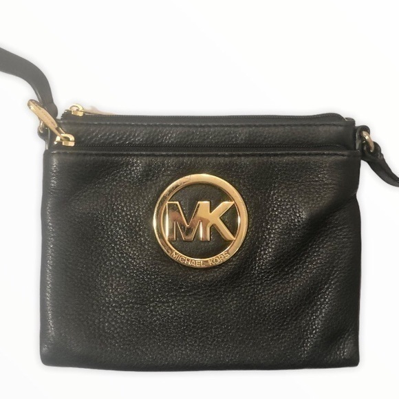 Michael kors black leather crossbody bag - Picture 1 of 13